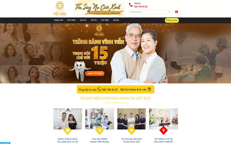 Template thiết kế website nha khoa độc đáo 